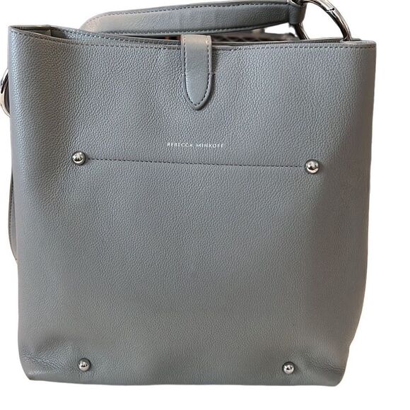 Rebecca Minkoff Megan Gray Leather Adjustable Strap Crossbody Bucket Bag - Picture 7 of 12